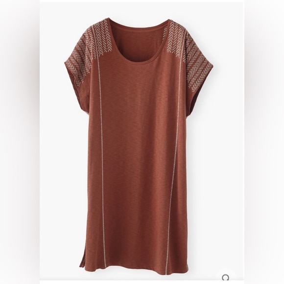 Wrap London Embroidered Cotton Jersey Kaftan Dress in Chili Size 8 - Picture 5 of 9